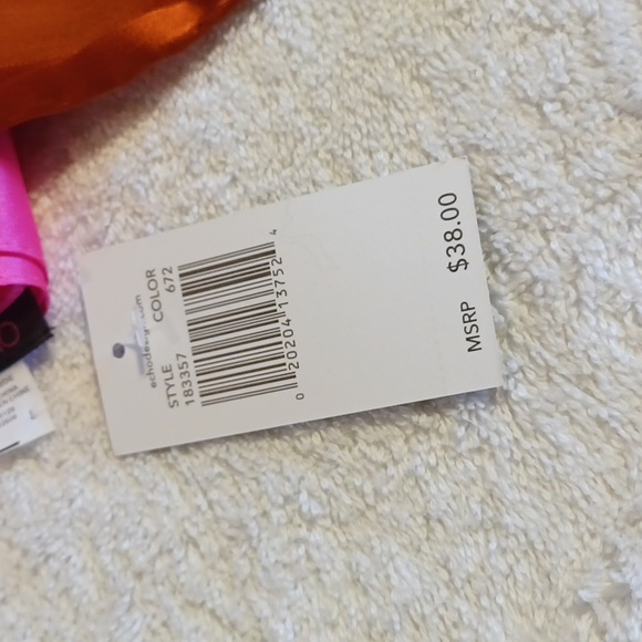 Echo Design 3 silk scarves dark gray, orange, pink new with tags - Picture 5 of 5